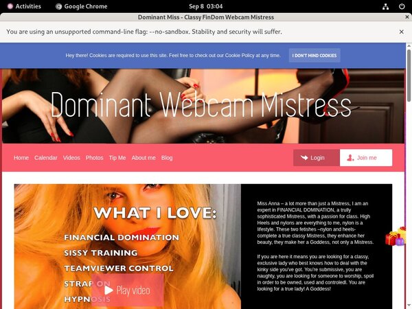 DominantMissClassyFinDomWebcamMistress Member Trial